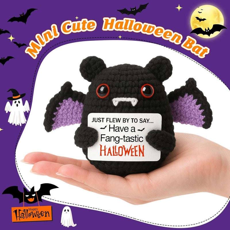MBL Boo Basket Stuffers for Women - Halloween Bat Decoration Handmade Crochet Hanging Bats Plush Gift for Gothic Goth Spooky Vampire Witchy Home Decor Men Kids Teens Girls Stuffers - Image 3